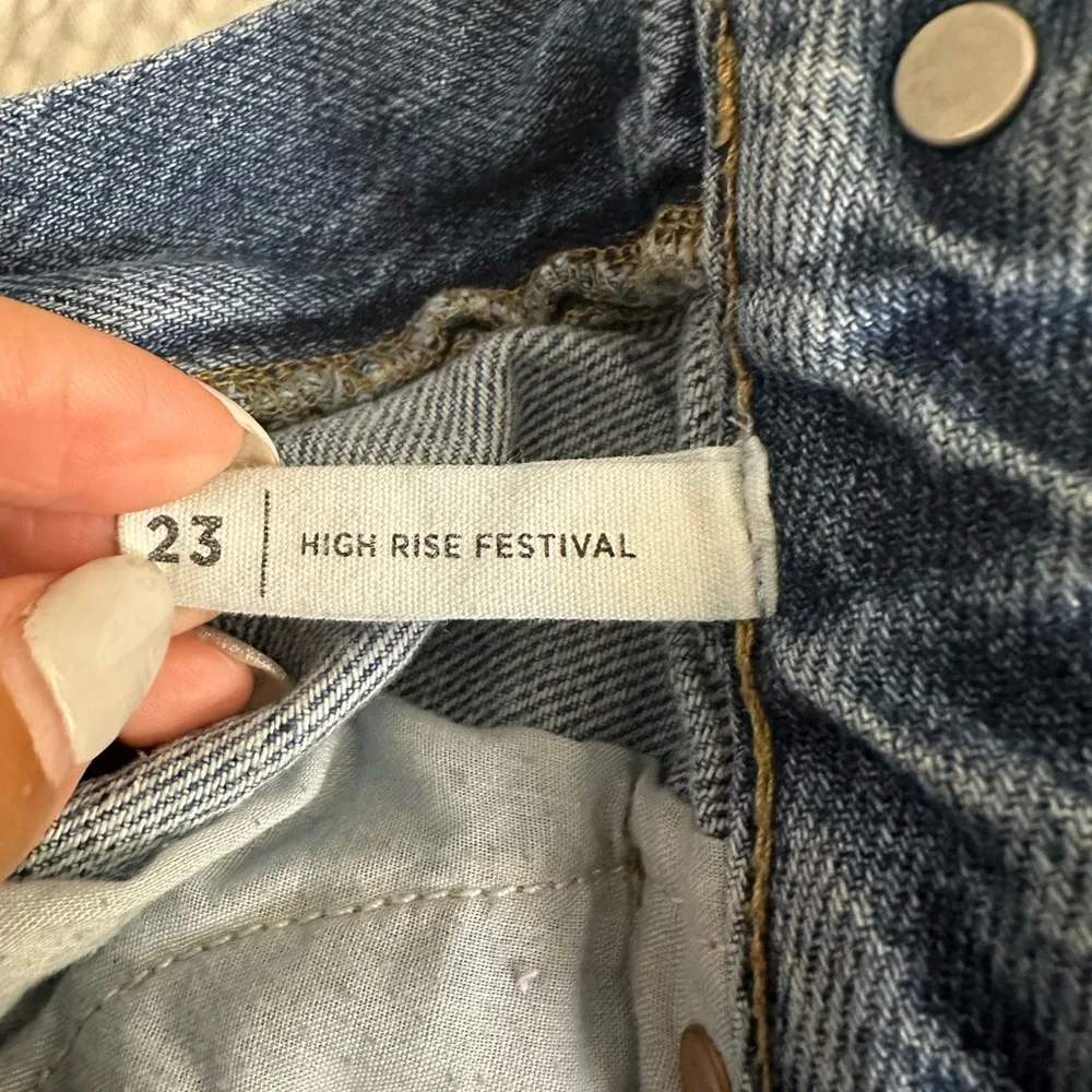 PacSun‎ Light Indigo Ripped High Waisted Denim Festival Shorts Size 23